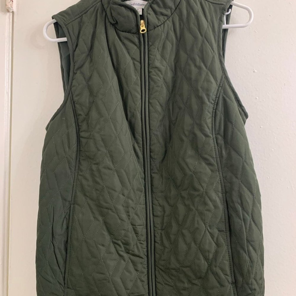 Croft & Barrow Green Woven Quilted Vest